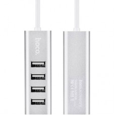 Концентратор HOCO USB 2.0 to 4xUSB Line machine HB1 Silver (6957531038146) - Фото
