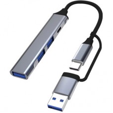 Концентратор Dynamode USB Type-C + USB-A to 1хUSB-C 3.0 1хUSB-A 3.0 2xUSB-A 2.0 dark grey (DM-UH-314AC) - Фото