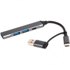 Концентратор Dynamode USB Type-C + USB-A to 1хUSB-C 3.0 1хUSB-A 3.0 2xUSB-A 2.0 dark grey (DM-UH-314AC) - Фото
