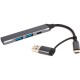 Концентратор Dynamode USB Type-C + USB-A to 1хUSB-C 3.0 1хUSB-A 3.0 2xUSB-A 2.0 dark grey (DM-UH-314AC)