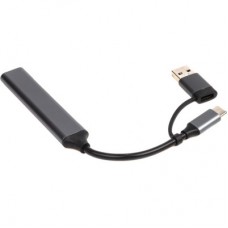 Концентратор Dynamode USB Type-C + USB-A to 1хUSB-C 3.0 1хUSB-A 3.0 2xUSB-A 2.0 dark grey (DM-UH-314AC) - Фото