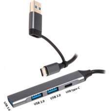 Концентратор Dynamode USB Type-C + USB-A to 1хUSB-C 3.0 1хUSB-A 3.0 2xUSB-A 2.0 dark grey (DM-UH-314AC) - Фото
