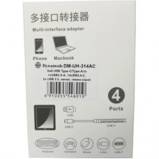 Концентратор Dynamode USB Type-C + USB-A to 1хUSB-C 3.0 1хUSB-A 3.0 2xUSB-A 2.0 dark grey (DM-UH-314AC) - Фото