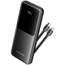 Батарея універсальна Vention 10000 mAh 22.5 W 3 A PD, Built-in USB-C+Lightning Cables, Black (FHOB0)
