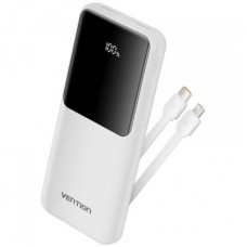 Батарея універсальна Vention 10000 mAh 22.5 W 3 A PD, Built-in USB-C+Lightning Cables, White (FHOW0)