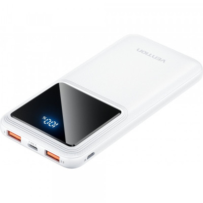 Батарея універсальна Vention 10000 mAh 22.5 W 3 A PD, QC/3.0, LED Display, White (FHKW0)