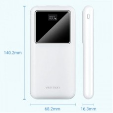 Батарея універсальна Vention 10000 mAh 22.5 W 3 A PD, QC/3.0, LED Display, White (FHKW0) - Фото