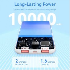 Батарея універсальна Vention 10000 mAh 22.5 W 3 A PD, QC/3.0, LED Display, White (FHKW0) - Фото