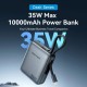 Батарея універсальна Vention 10000 mAh 35 W 3 A PD, Type-C in/out, Built-in USB-C Cable, LED Display,Gray
