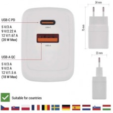 Зарядний пристрій EMOS V02G20 1xUSB-A + 1xUSB-C PD20W GaN (V02G20) - Фото