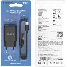 Зарядний пристрій BOROFONE BA20A Sharp USB + cable USB to Micro 5P 10.5 W Black (6931474702135) - Фото