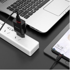 Зарядний пристрій BOROFONE BA20A Sharp USB + cable USB to Micro 5P 10.5 W Black (6931474702135) - Фото