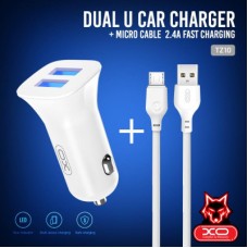 Зарядное устройство XO 2xUSB 2.4A + cable USB to Micro 5P white (TZ10-M-WH) - Фото