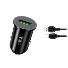 Зарядное устройство XO USB QC3.0 18W + cable USB to Lightning black (TZ12-L-BK)