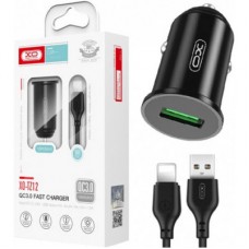 Зарядное устройство XO USB QC3.0 18W + cable USB to Lightning black (TZ12-L-BK) - Фото