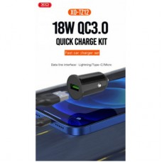 Зарядное устройство XO USB QC3.0 18W + cable USB to Lightning black (TZ12-L-BK) - Фото