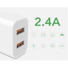Зарядний пристрій Denmen 2xUSB 2.4 A white (DM-DC05-WH) - Фото