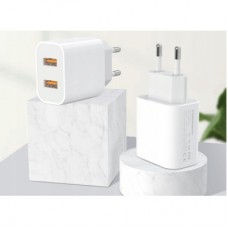 Зарядний пристрій Denmen 2xUSB 2.4 A white (DM-DC05-WH) - Фото