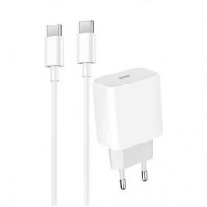 Зарядное устройство Denmen USB-C PD20W 3.6A + cable USB-C to USB-C white (DM-DC06T-WH)