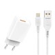 Зарядний пристрій Denmen 1xUSB 2.4 A + cable USB to Lightning white (DC01L-WH)