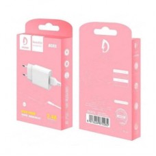 Зарядний пристрій Denmen 1xUSB 2.4 A + cable USB to Lightning white (DC01L-WH) - Фото