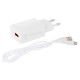 Зарядний пристрій Denmen 1xUSB 2.4 A + cable USB to Lightning white (DC01L-WH)