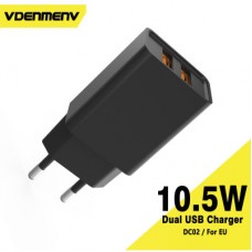Зарядное устройство Denmen 2xUSB 2.1A black (DC02-BK) - Фото