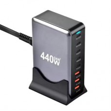 Зарядное устройство XoKo 2xUSB-С PD100W + 3xUSB-С PD65W + 3xUSB QC18W 440W GaN (QC-400) - Фото