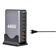 Зарядное устройство XoKo 2xUSB-С PD100W + 3xUSB-С PD65W + 3xUSB QC18W 440W GaN (QC-400) - Фото