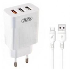 Зарядное устройство XO 1xUSB QC3.0 18W + 2xUSB 2.4A + cable USB-C white (L72-TC-WH)