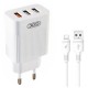 Зарядное устройство XO 1xUSB QC3.0 18W + 2xUSB 2.4A + cable USB-C white (L72-TC-WH)
