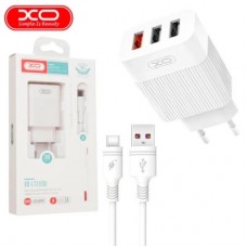 Зарядное устройство XO 1xUSB QC3.0 18W + 2xUSB 2.4A + cable USB-C white (L72-TC-WH) - Фото