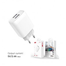 Зарядное устройство XO 2xUSB 2.4A + cable USB to Micro 5P white (L57-M-WH) - Фото