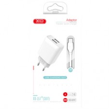 Зарядное устройство XO 2xUSB 2.4A + cable USB to Micro 5P white (L57-M-WH) - Фото