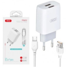Зарядное устройство XO 2xUSB 2.4A + cable USB to Micro 5P white (L57-M-WH) - Фото