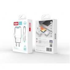 Зарядное устройство XO 2xUSB 2.4A + cable USB to Lightning white (L78-L-WH) - Фото
