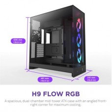 Корпус NZXT H9 Flow RGB Dual-Chamber All Black (CM-H92FB-R1) - Фото