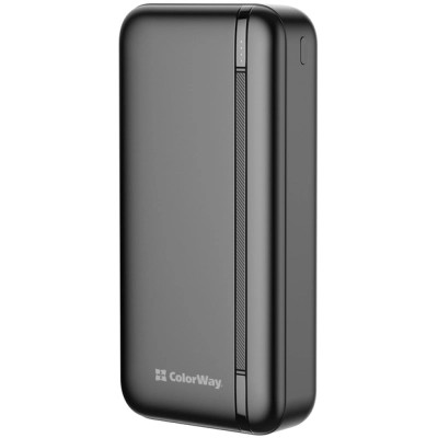 Батарея універсальна ColorWay 20 000 mAh Portable Charger (USB/QC3.0 + USB-C/PD/22.5W) Black