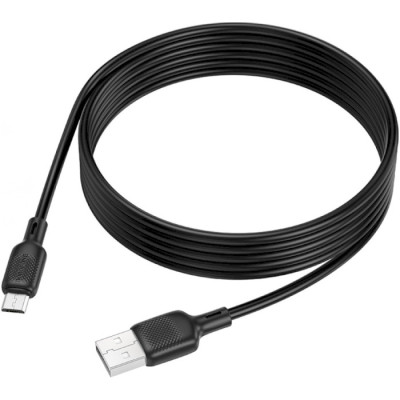 Дата кабель USB 2.0 AM to Micro 5P 2.0m Lenny silicone BX113 black BOROFONE (6941991115493)