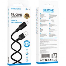 Дата кабель USB 2.0 AM to Micro 5P 2.0m Lenny silicone BX113 black BOROFONE (6941991115493) - Фото