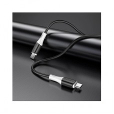 Дата кабель USB-C to USB-C 1.0m 3A 60 W silicone black BOROFONE (6974443384802) - Фото