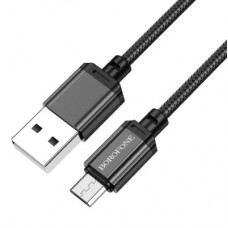 Дата кабель USB 2.0 AM to Micro 5P 1.0m black BOROFONE (6974443389029) - Фото