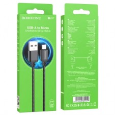 Дата кабель USB 2.0 AM to Micro 5P 1.0m black BOROFONE (6974443389029) - Фото