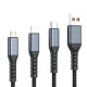 Дата кабель USB 2.0 AM to Lightning + Micro 5P + USB-C 1.2m 100W nylon black XoKo (SC-3100)