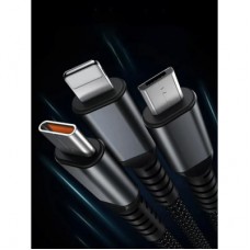 Дата кабель USB 2.0 AM to Lightning + Micro 5P + USB-C 1.2m 100W nylon black XoKo (SC-3100) - Фото