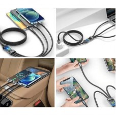 Дата кабель USB 2.0 AM to Lightning + Micro 5P + USB-C 1.2m 100W nylon black XoKo (SC-3100) - Фото