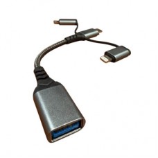 Переходник OTG USB 3.0 AF to USB-C + Micro 5P + Lightning 0.11m 60W XoKo (XK-AC-155) - Фото