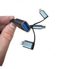 Переходник OTG USB 3.0 AF to USB-C + Micro 5P + Lightning 0.11m 60W XoKo (XK-AC-155) - Фото