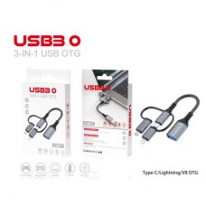 Переходник OTG USB 3.0 AF to USB-C + Micro 5P + Lightning 0.11m 60W XoKo (XK-AC-155) - Фото