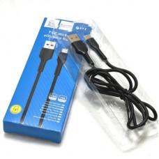 Дата кабель USB 2.0 AM to USB-C 1.0m 2.4A silicone black Denmen (DM-D42T-BK) - Фото